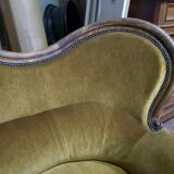 Three-seater velvet canapé in green, Louis Philippe style, 19th century.