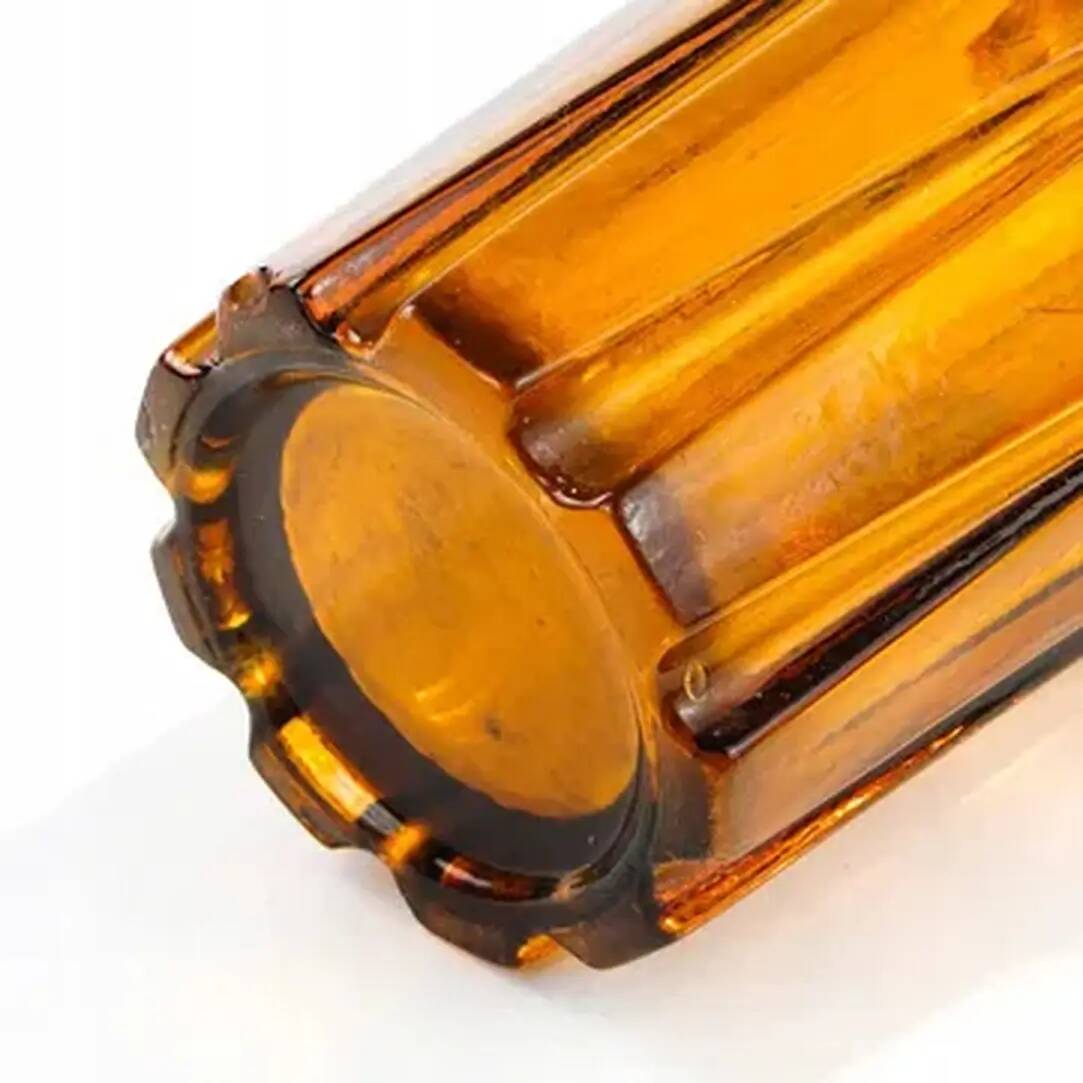 Diatret vase, mid-century modern, orange pressed glass, designed by J.S. Drost, Ząbkowice, Poland, 1970s