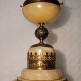 Pair of lamp on column in alabaster gilded brass frame