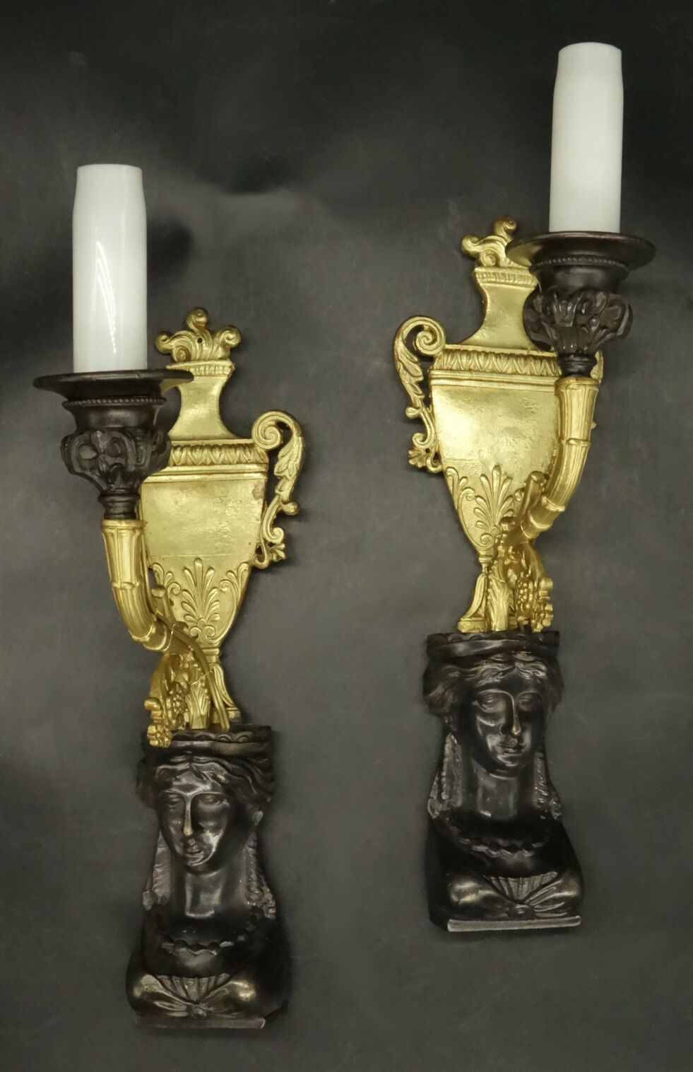 Pair of caryatid sconces Empire style early nineteenth century