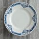 Ancien plat à gâteaux français piédouche art déco bleu&blanc