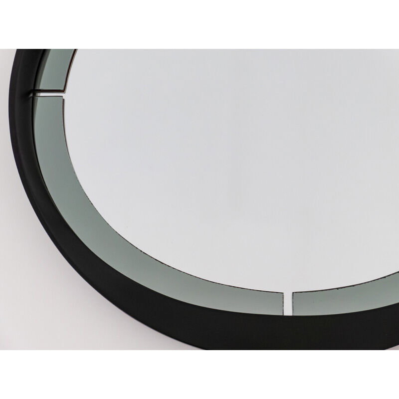 Round smoked glass wall mirror, Italy 1970s