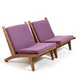 Pair of GE-375 Easychairs in Oak by Hans J. Wegner