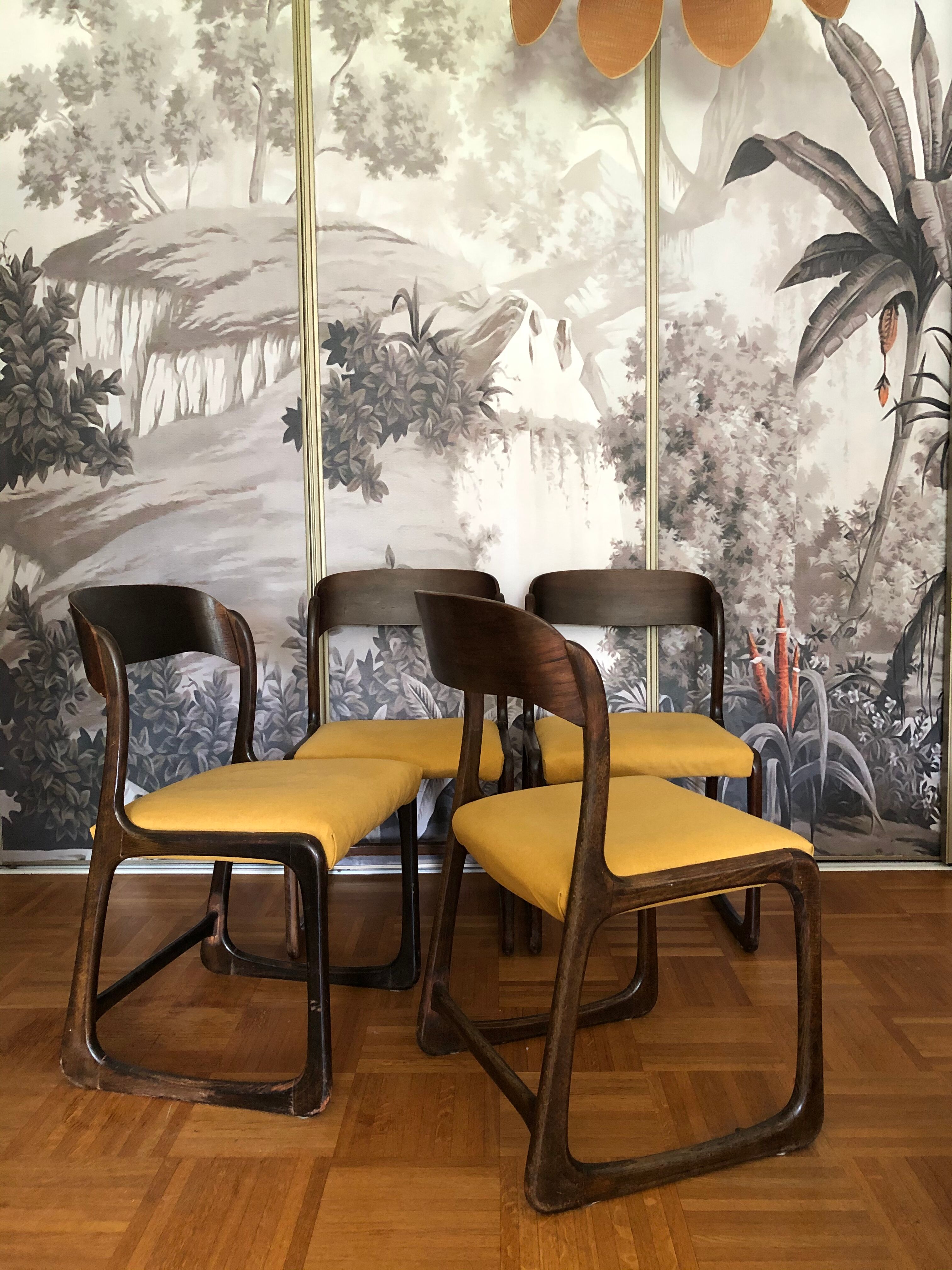 Suite of four Baumann sled chairs