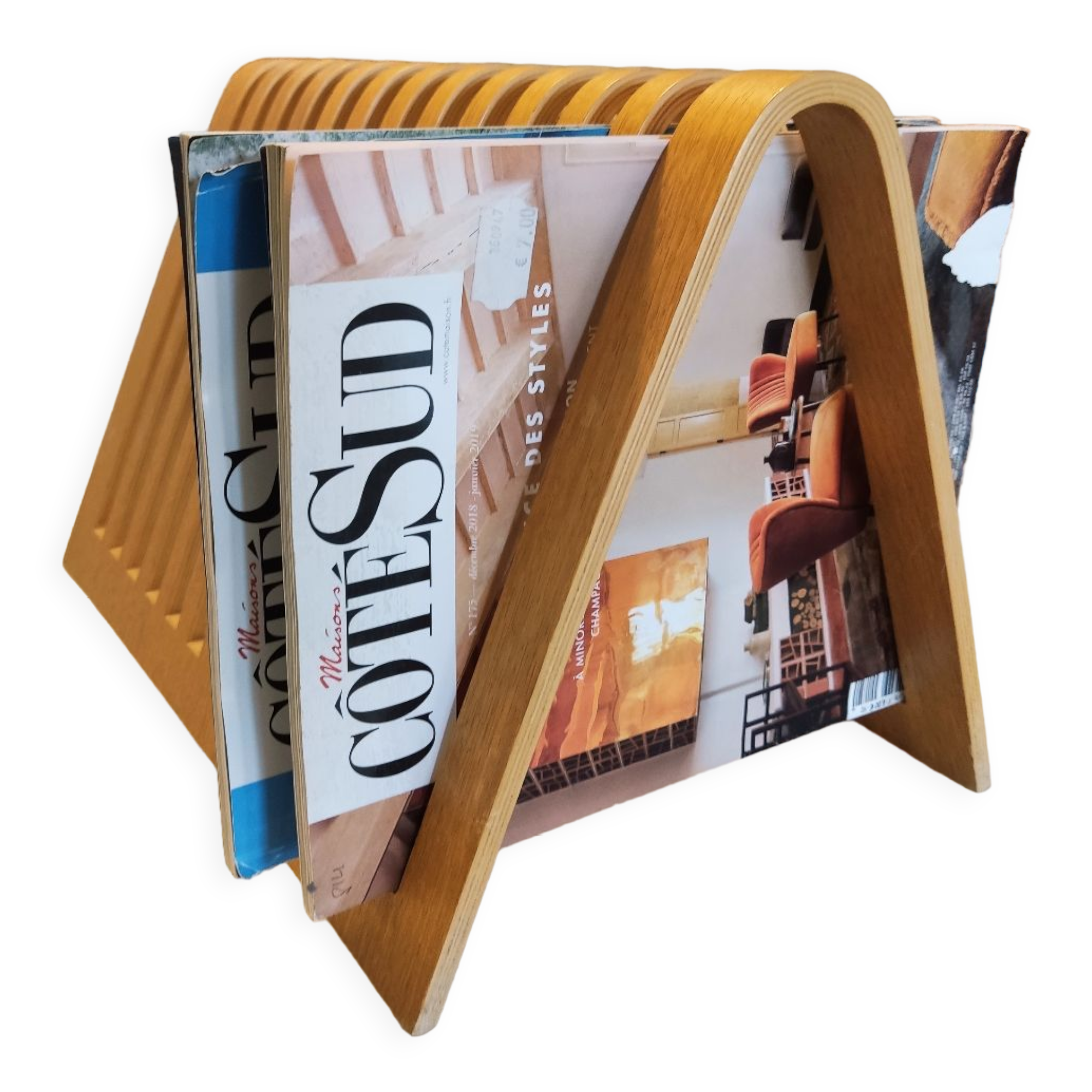 Habitat 1980s 90s bent plywood magazine rack