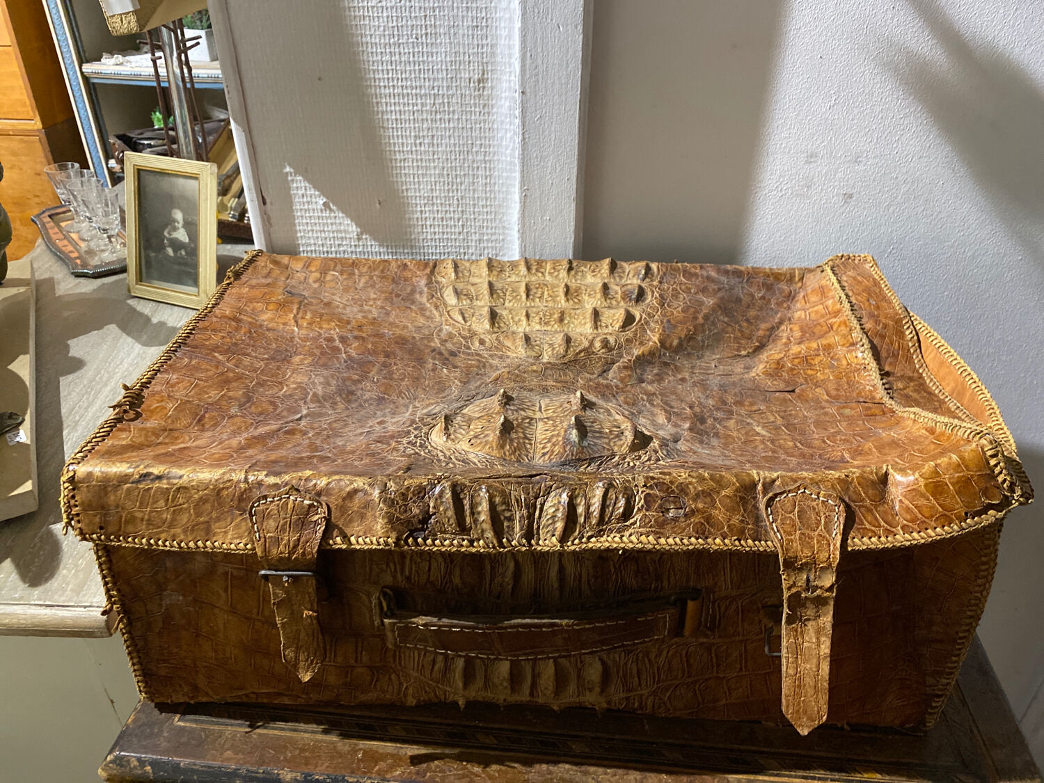 Vintage crocodile suitcase 50s