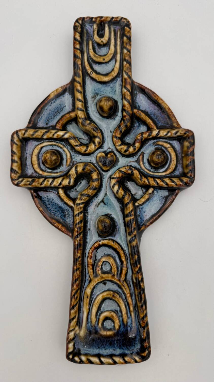 Ceramic glazed wall Celtic cross