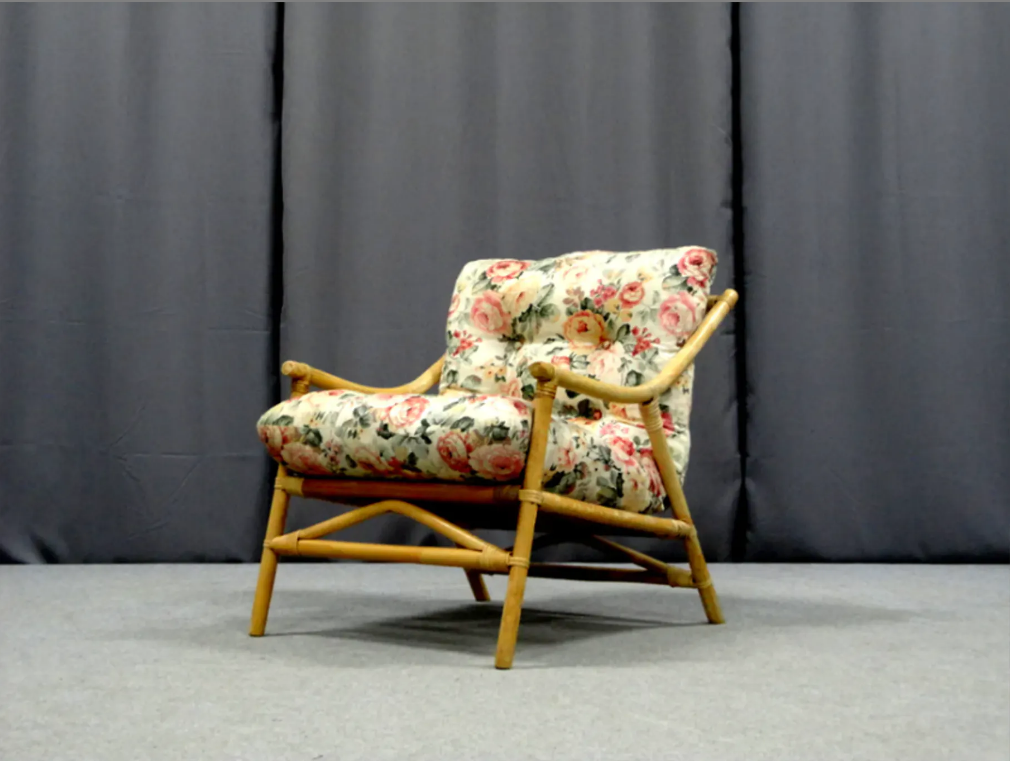 Pair of bamboo and rattan chairs, 1950s