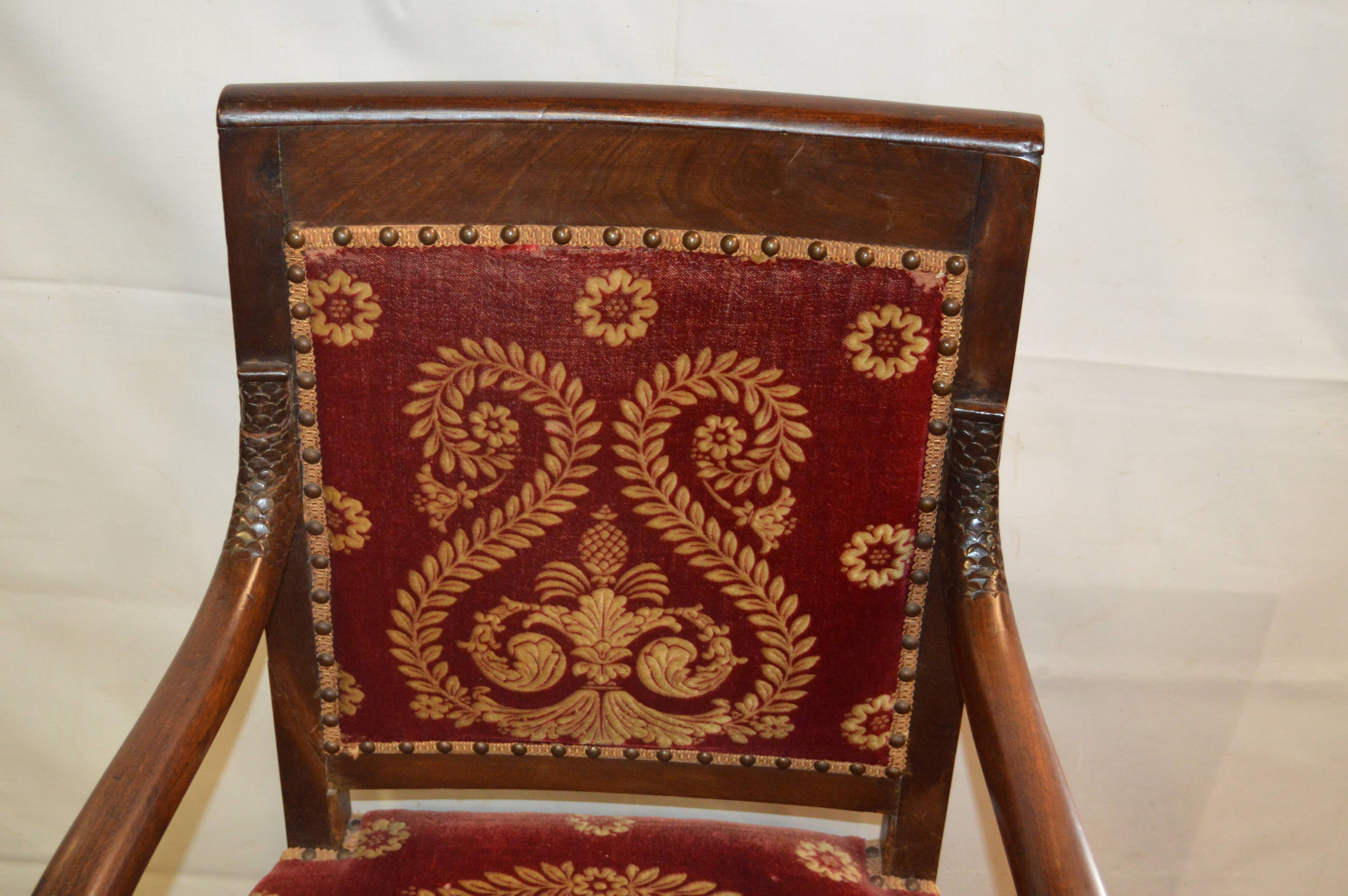 Fauteuil bergère style empire en acajou