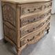 Louis XV style curved chest of drawers with 4 drawers in raw solid oak