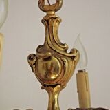 Beautiful Vintage French 4  Light Bronze Chandelier Acanthus Leaf Detail 3672