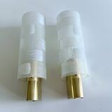 Pair of Vintage Glass Brass Wall Lights