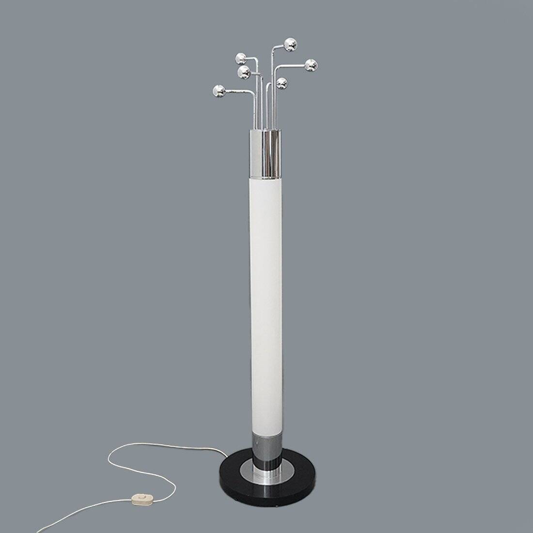 Chrome metal coat rack floor lamp, 1970s