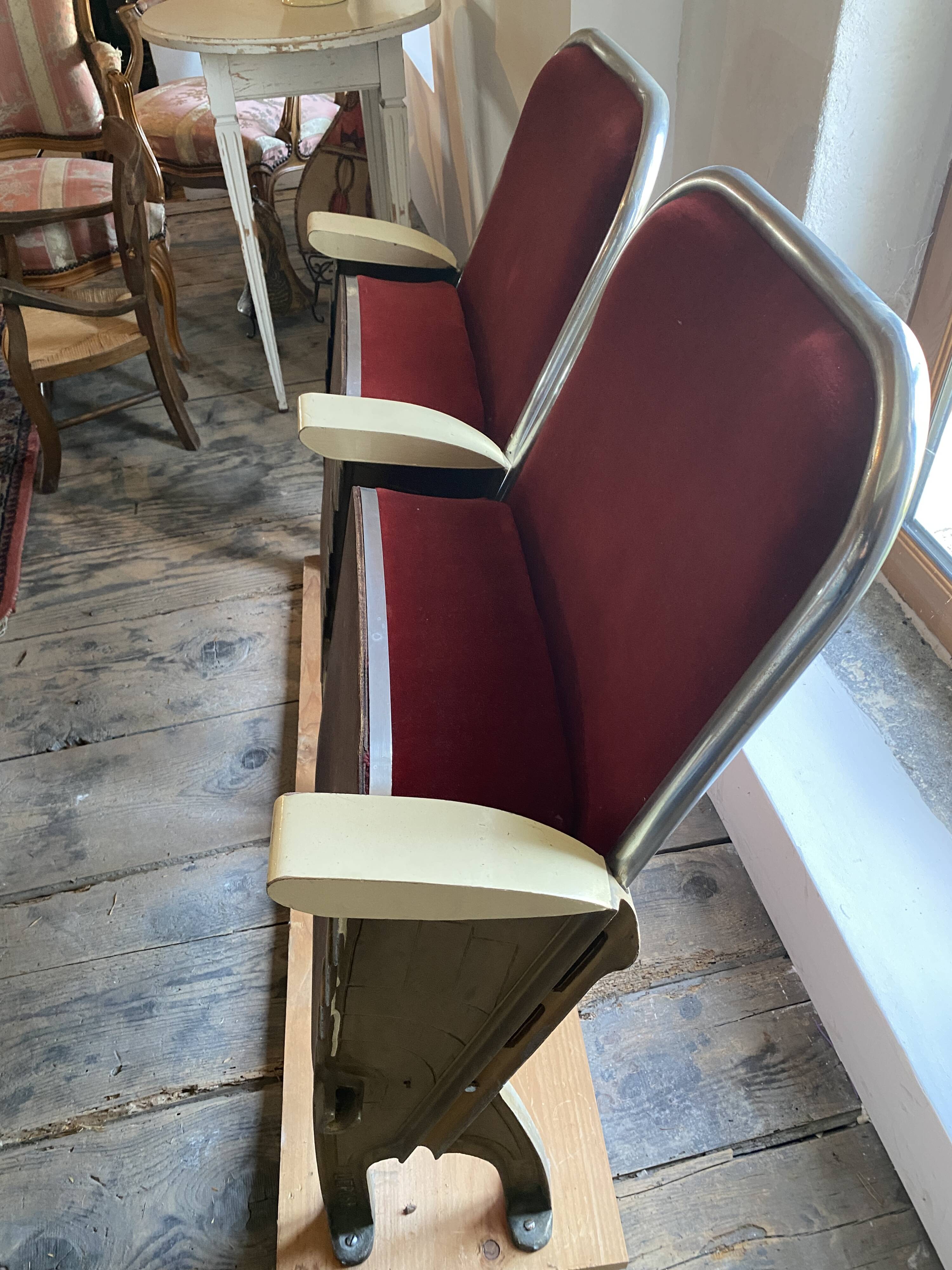 Burgundy velvet folding seat