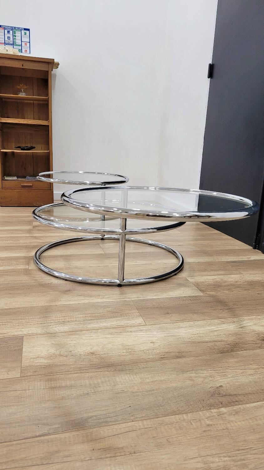 Glass and chrome coffee table
