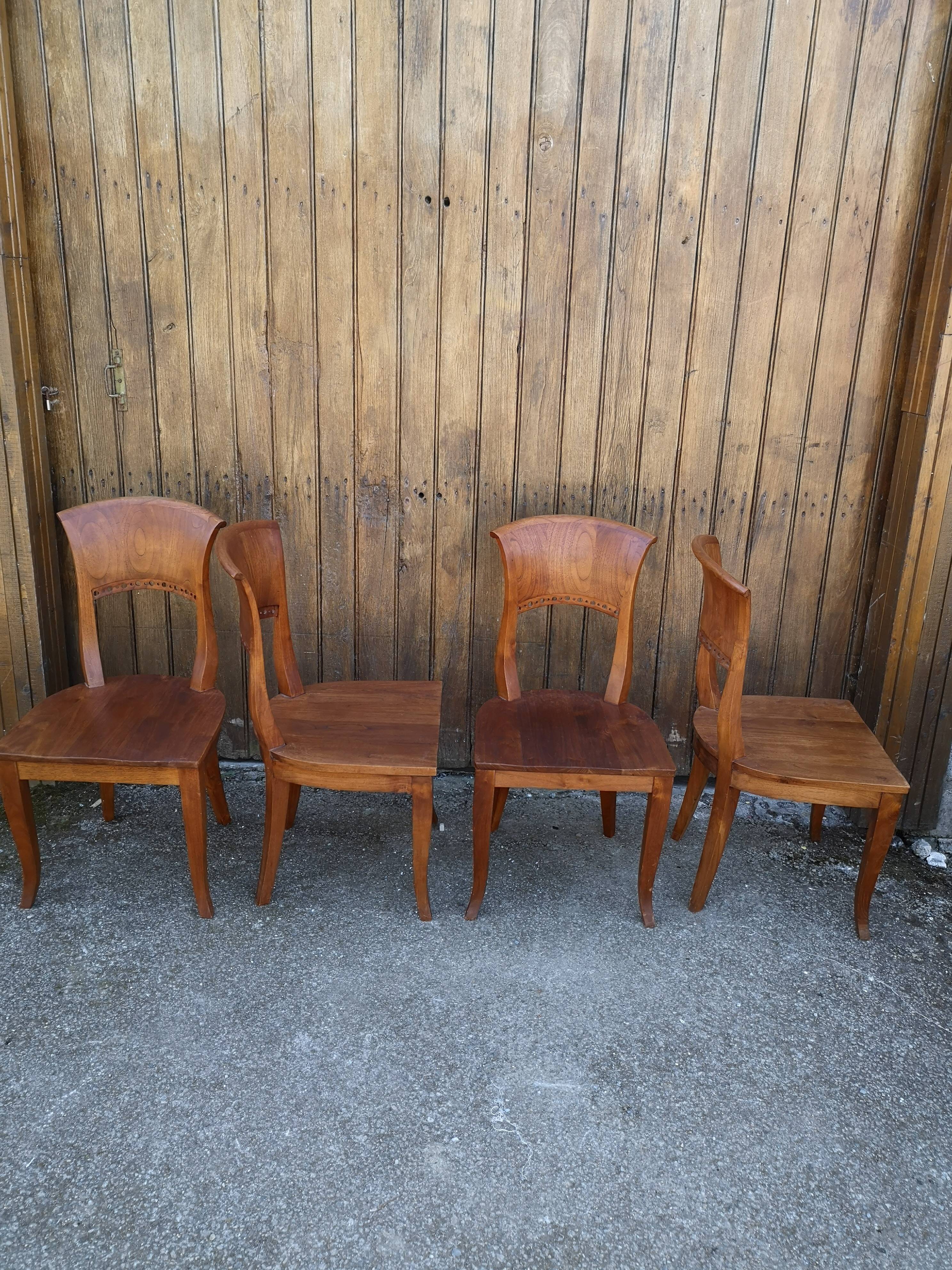 4 teak art deco style chairs
