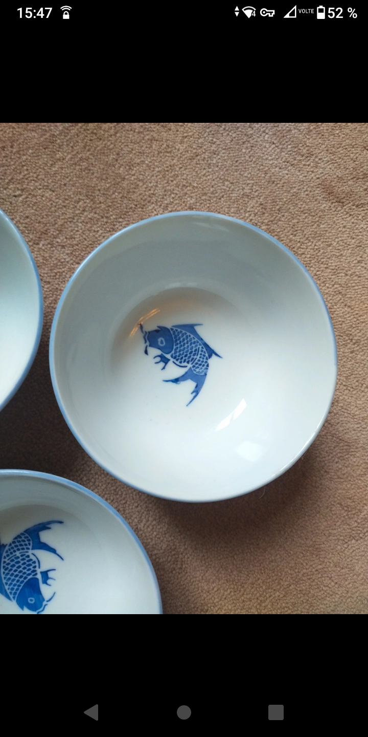 3 Chinese porcelain carp bowls