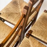 4 wooden and straw country chairs