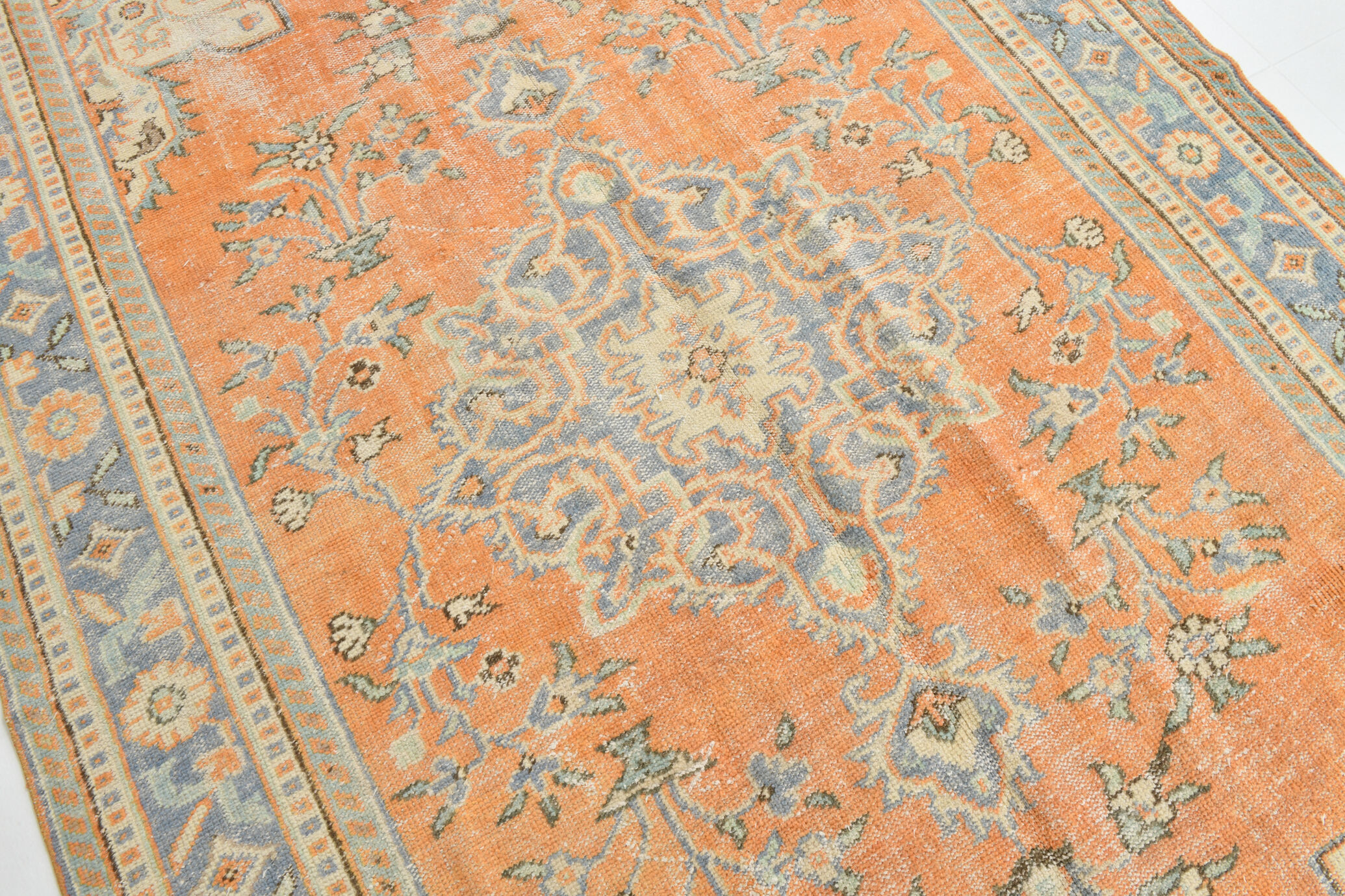 Coral orange 62s vintage rug, 226x331cm