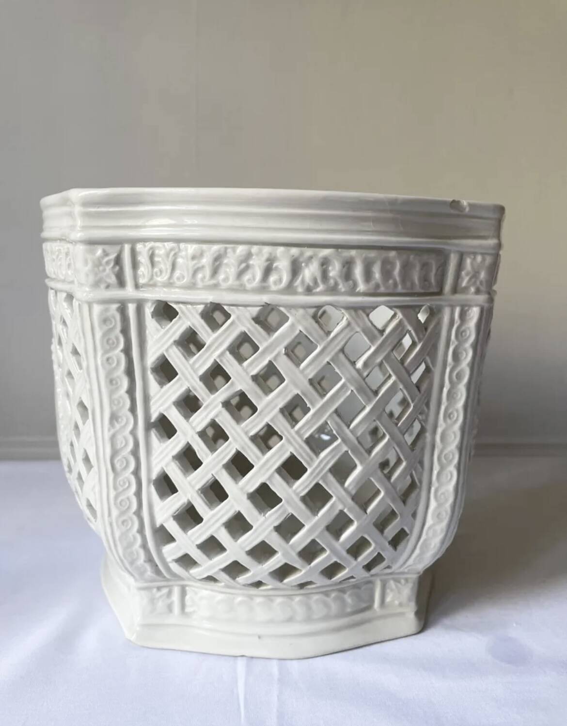 Openwork planter in Italian earthenware