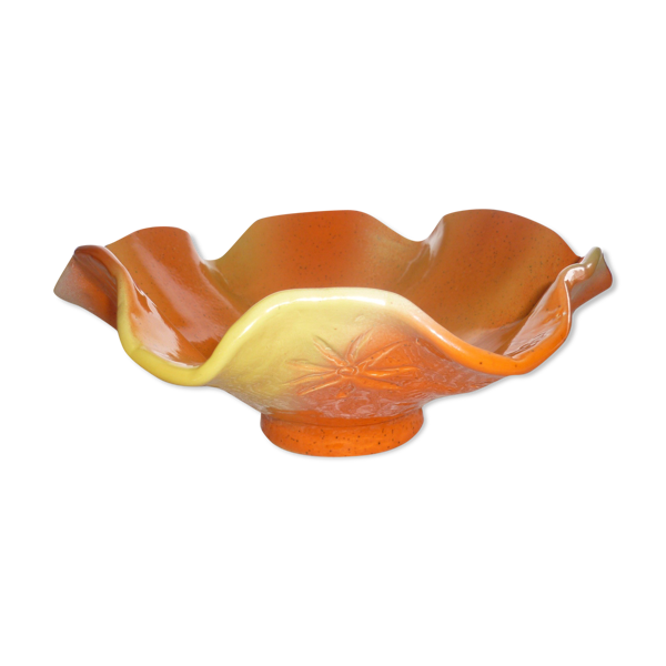 Plat saladier jaune et orange en céramique
