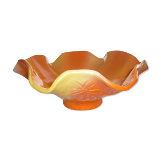 Yellow and orange ceramic salad dish