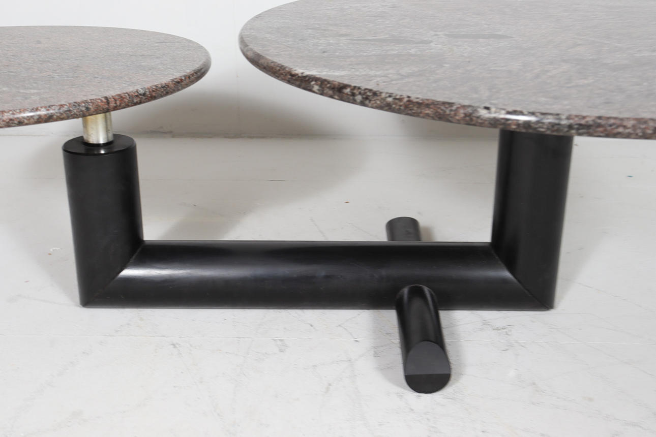 Sculptural coffee table in granite and wood, Italy 1980s.