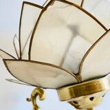 Vintage mother-of-pearl and brass flower wall lamp