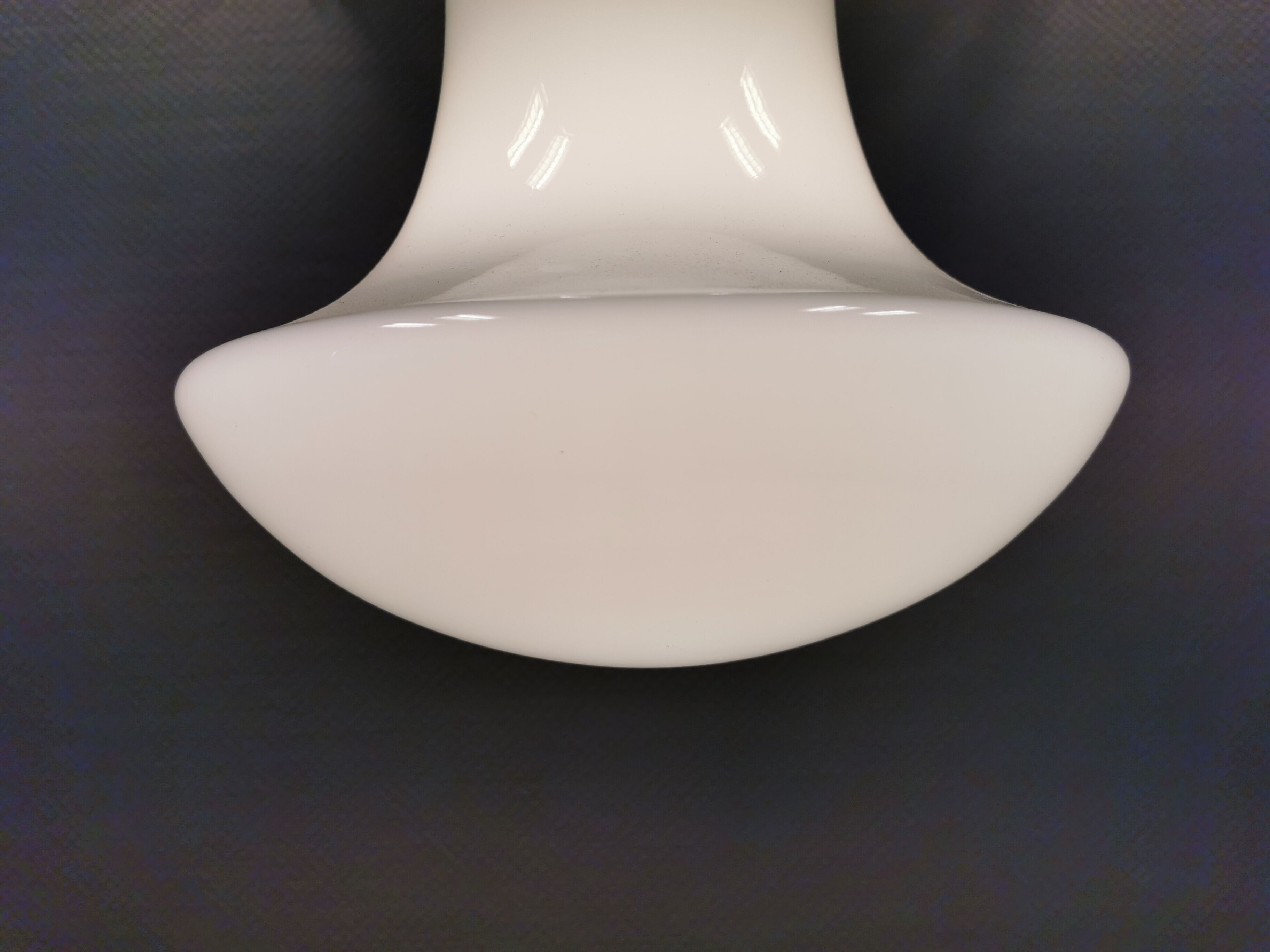 Older ceiling/hanging lamp in milky white opaline glass.