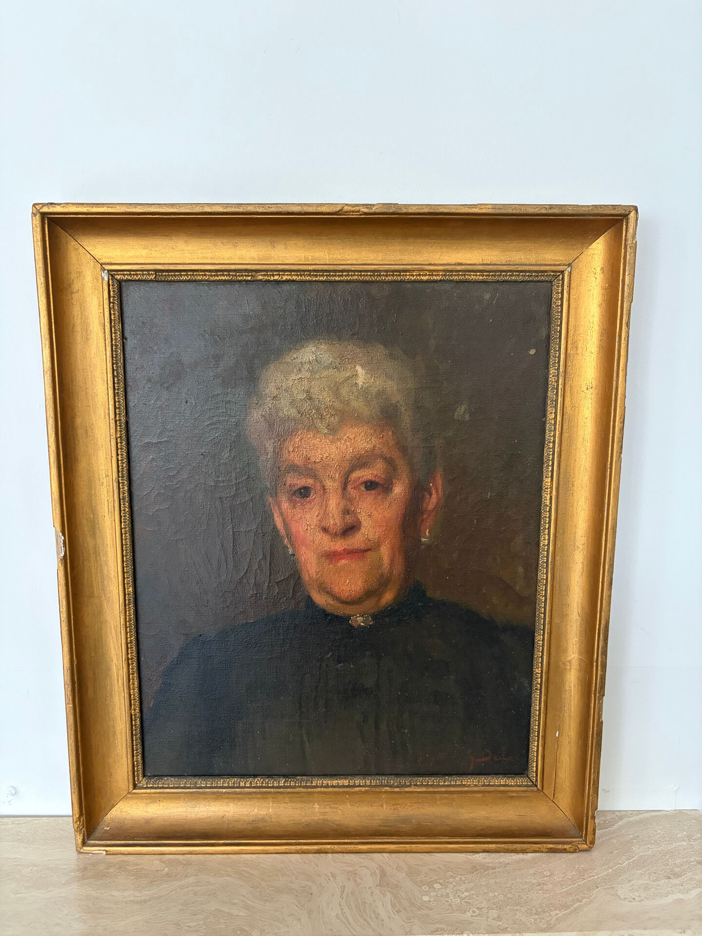 Oil portrait on canvas signed