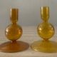 Pair of vintage amber glass candlesticks