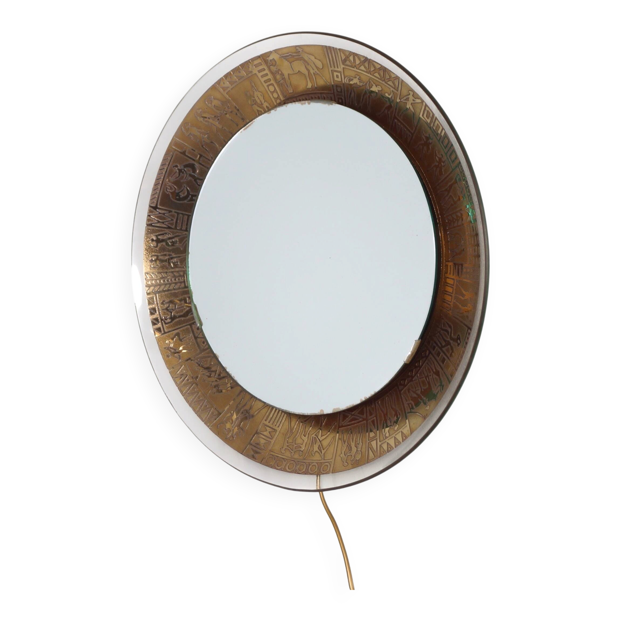 Decorative wall mirror with lighting by M. Furgeri, Italy, 1960s