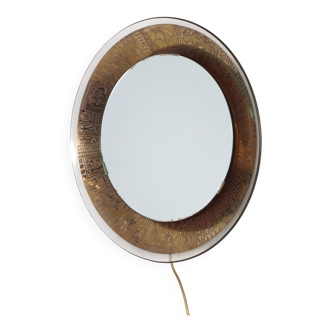 Decorative wall mirror with lighting by M. Furgeri, Italy, 1960s