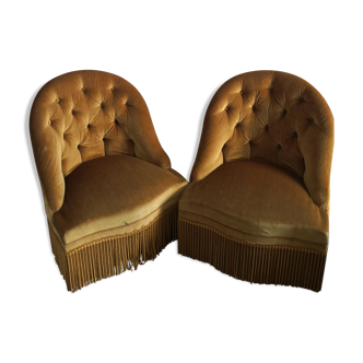 Paire de fauteuils crapaud