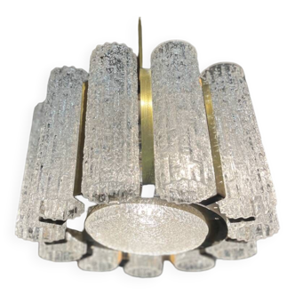 Lustre en verre de murano et chrome, italie vers 1970