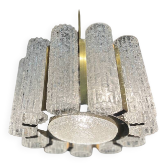 Murano glass and chrome chandelier, Italy circa 1970