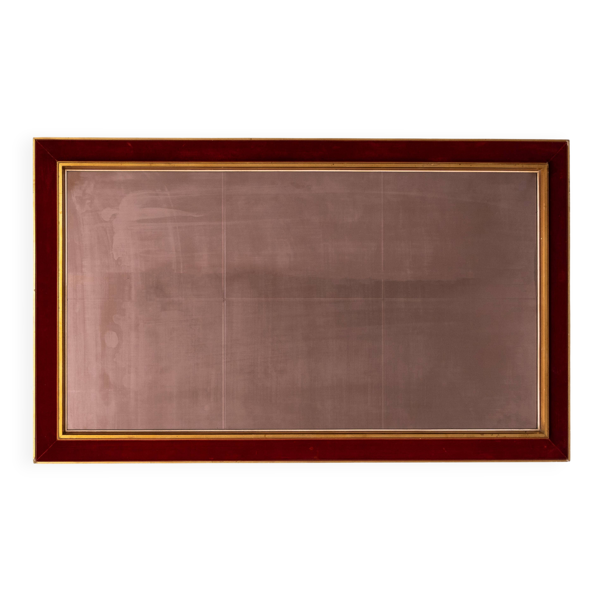 Large Red Velvet Bronze wall Mirror 1960s Italy Status: