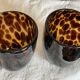 Service de 6 verres gobelets en verre teinté écaille de tortue vintage 1980