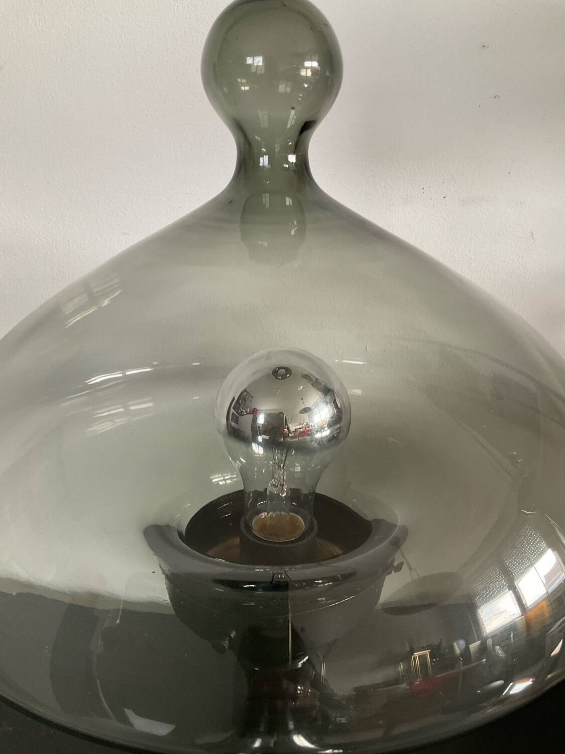 Vintage blown glass and metal lamp