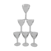 Lot of 6 glasses of white wine bar 20s effect trompe l'oeil