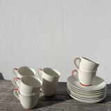 8 tasses en porcelaine fine blanche de Limoges Art déco