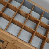 Meuble de mercerie hollandais vintage en pin et verre