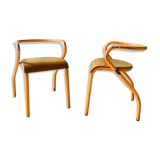 Set of 2 orange chairs child Jacques Hitier in wood & metal
