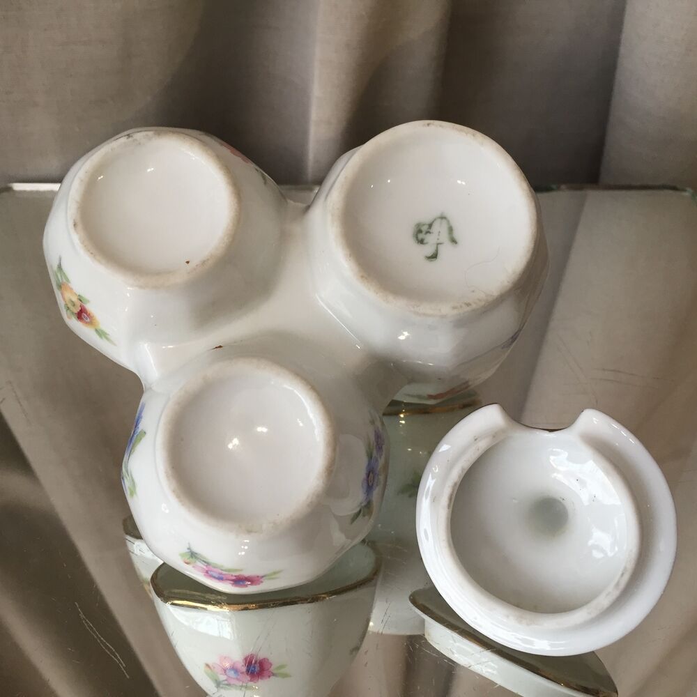 Mustard pot in floral porcelain