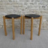 Paire de tabourets en bois