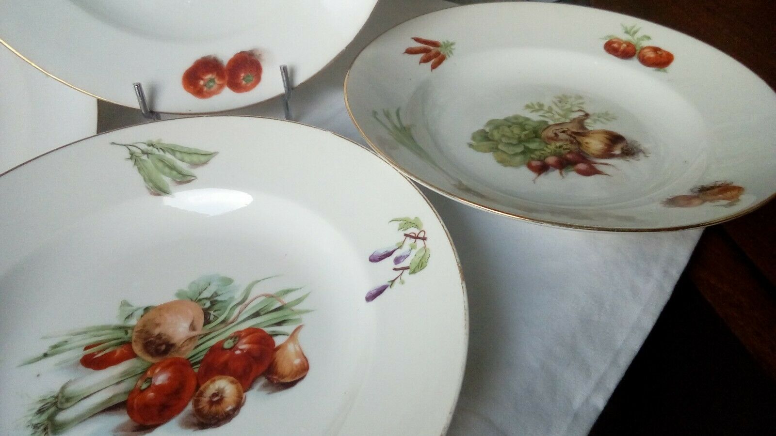 6 HOLLOW PLATES IN PORCELAIN THICK DECOR LEGUMES 4 SEASONS