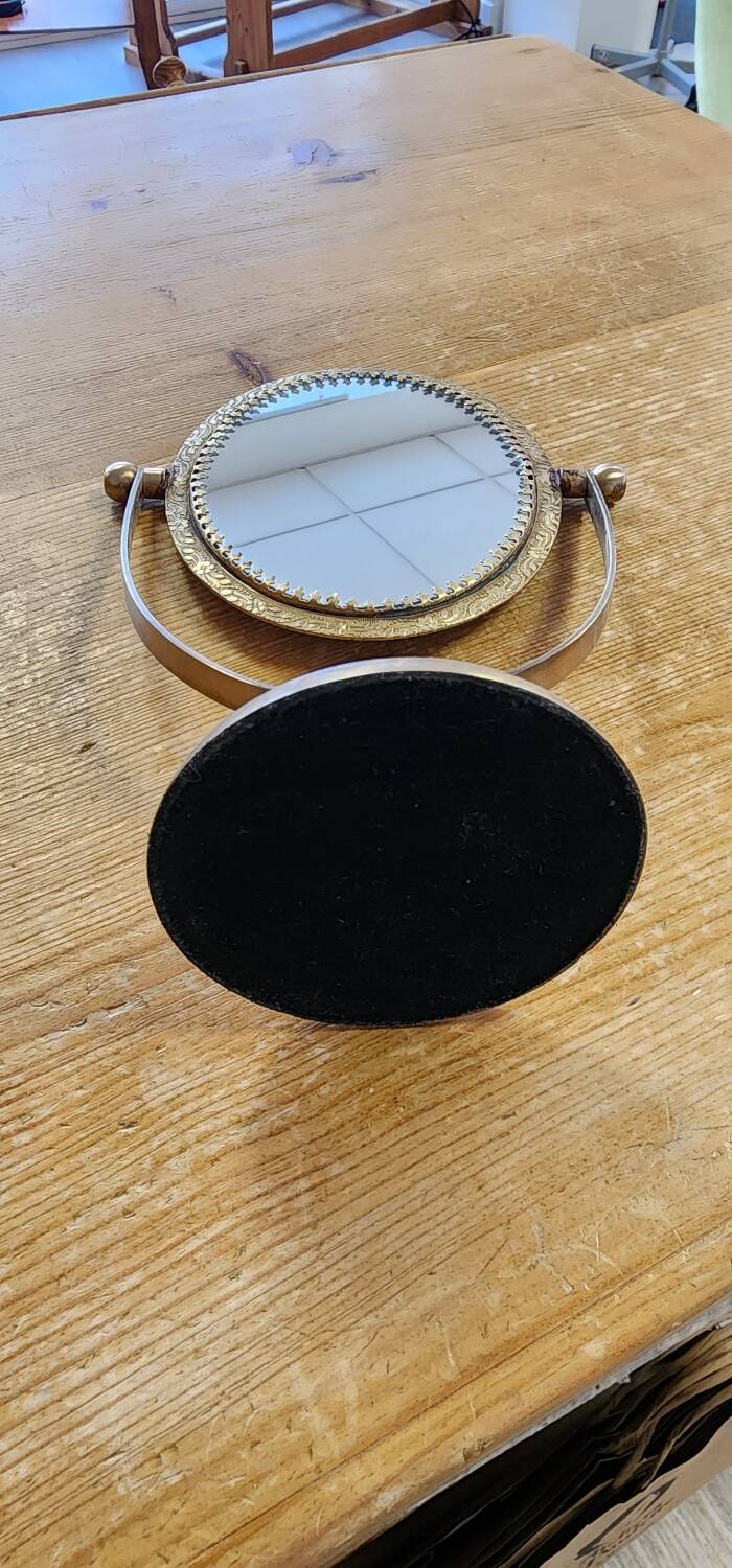 Brass standing mirror