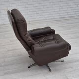1970s, Danish swivel chair, original condition, brown furniture leather.