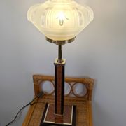 Lampe de table Art Déco pied Monteuse N°25 et verre opalin