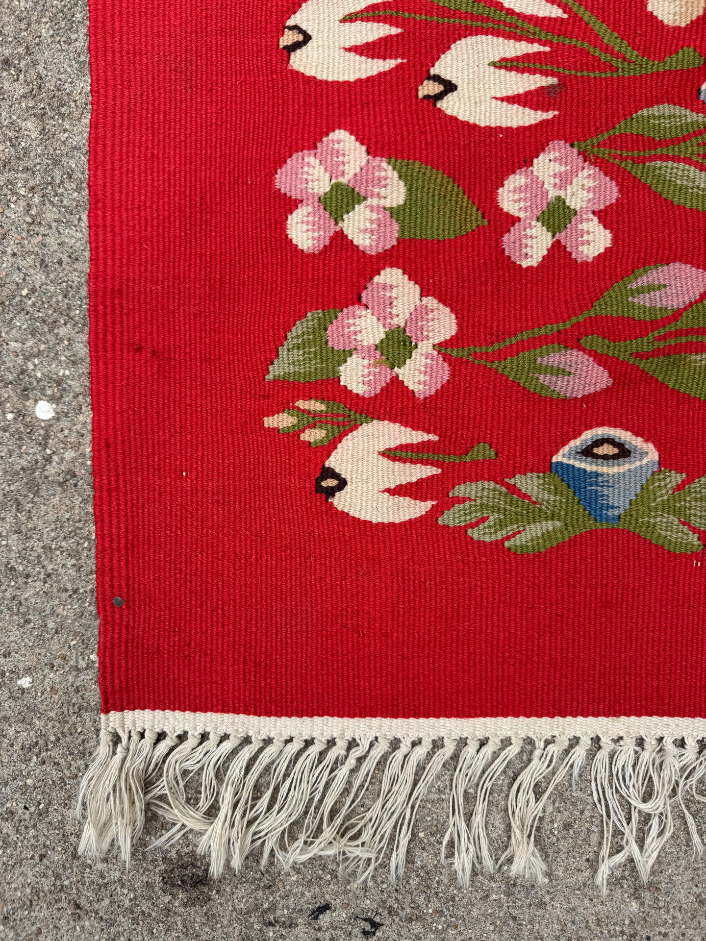 Romanian kilim rug from the 1950s